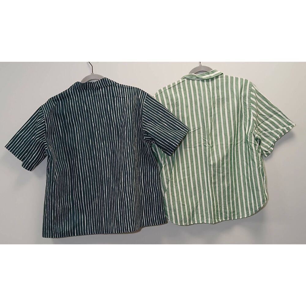 Marimekko womens uniqlo womens medium poplin linen shirt white stripe lot of 2 - Picture 7 of 11